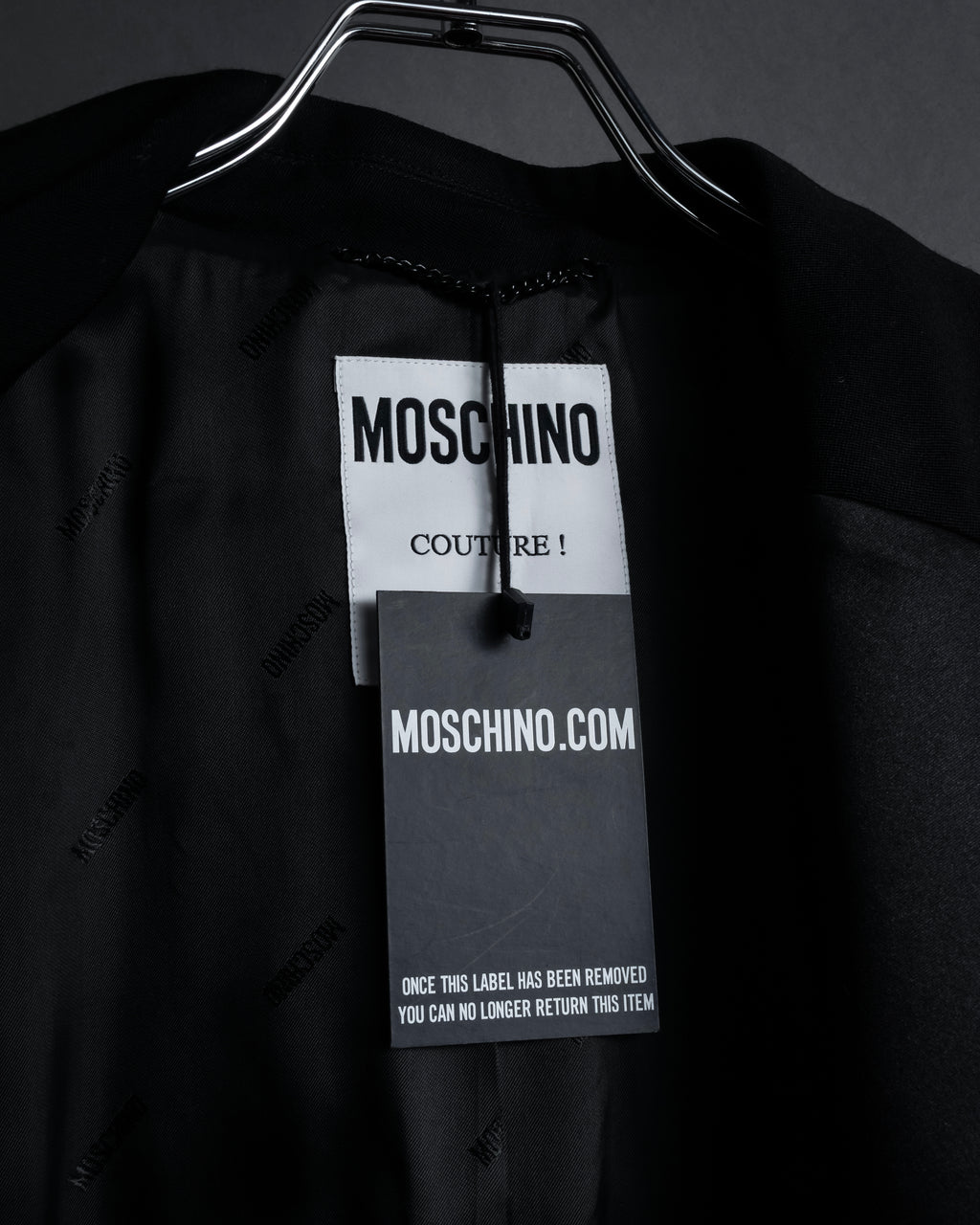 “MOSCHINO” Satin lapel double-breasted tuxedo jacket