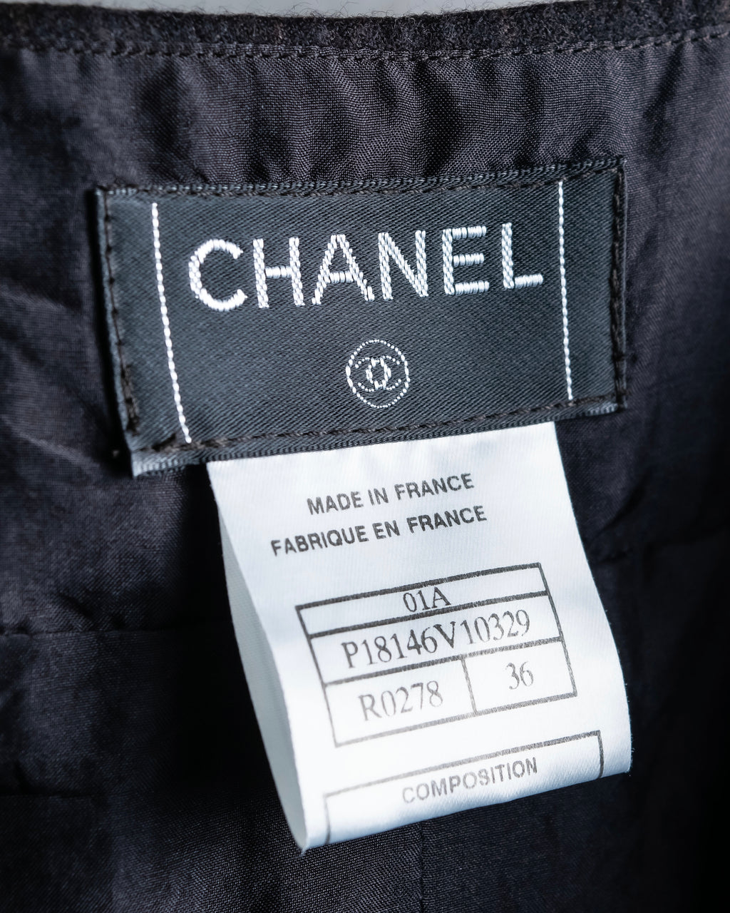 "CHANEL" Shadow stripe midi wrap skirt