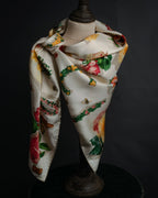 “GUCCI” 80’s-90’s Floral logo silk scarf