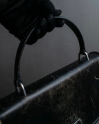 "PRADA" Aged metal parts design leather hand bag