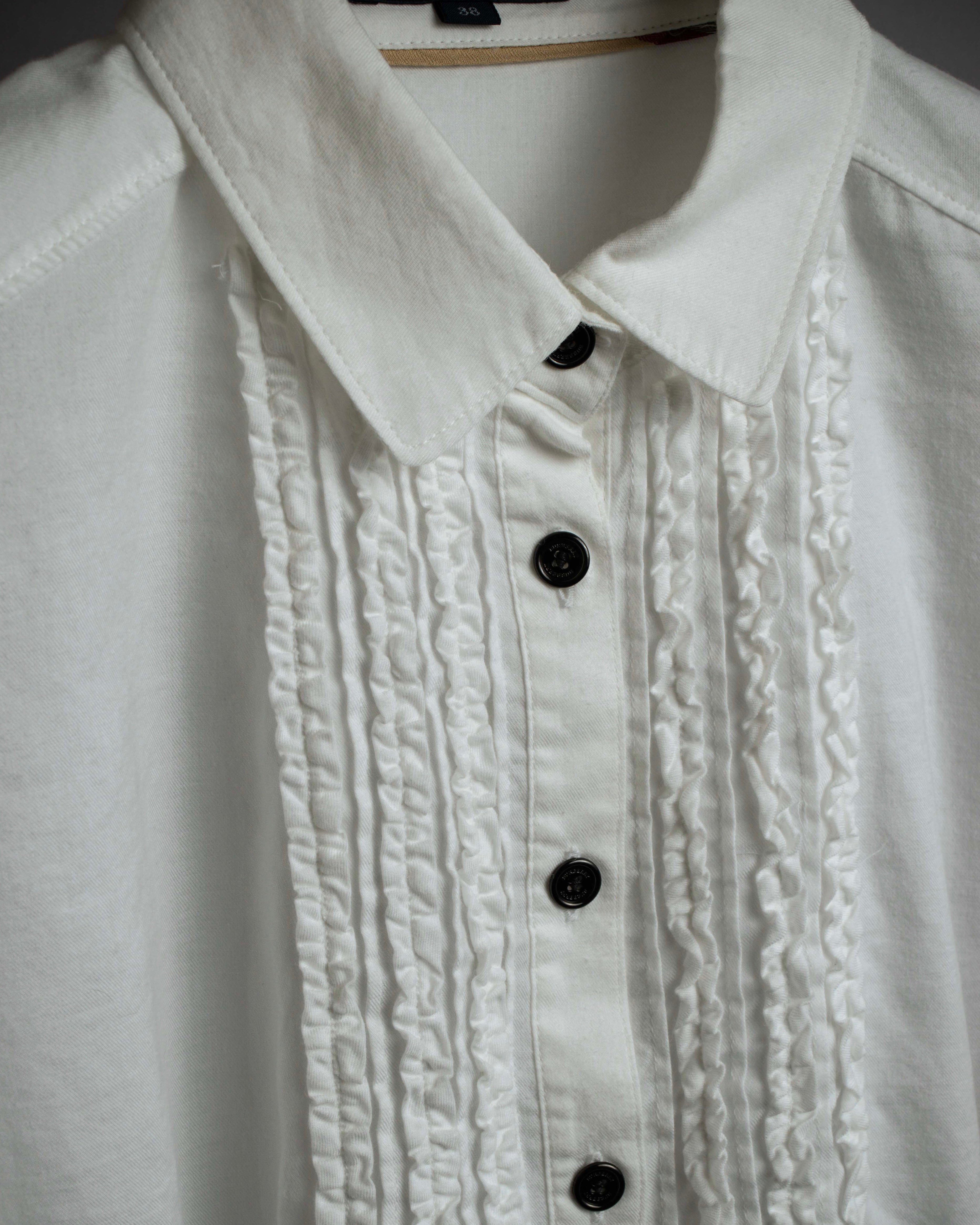 "BURBERRY" Frill design collarless blouse