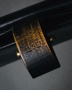 "GUCCI" Mid 00’s wood-lock leather long wallet