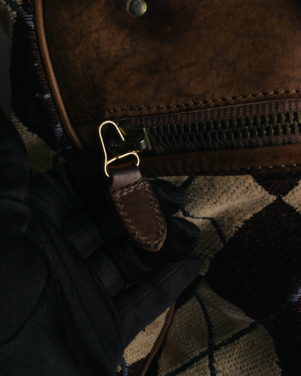 -SPECIAL- "Felisi" Argyle leather trim 2way boston bag