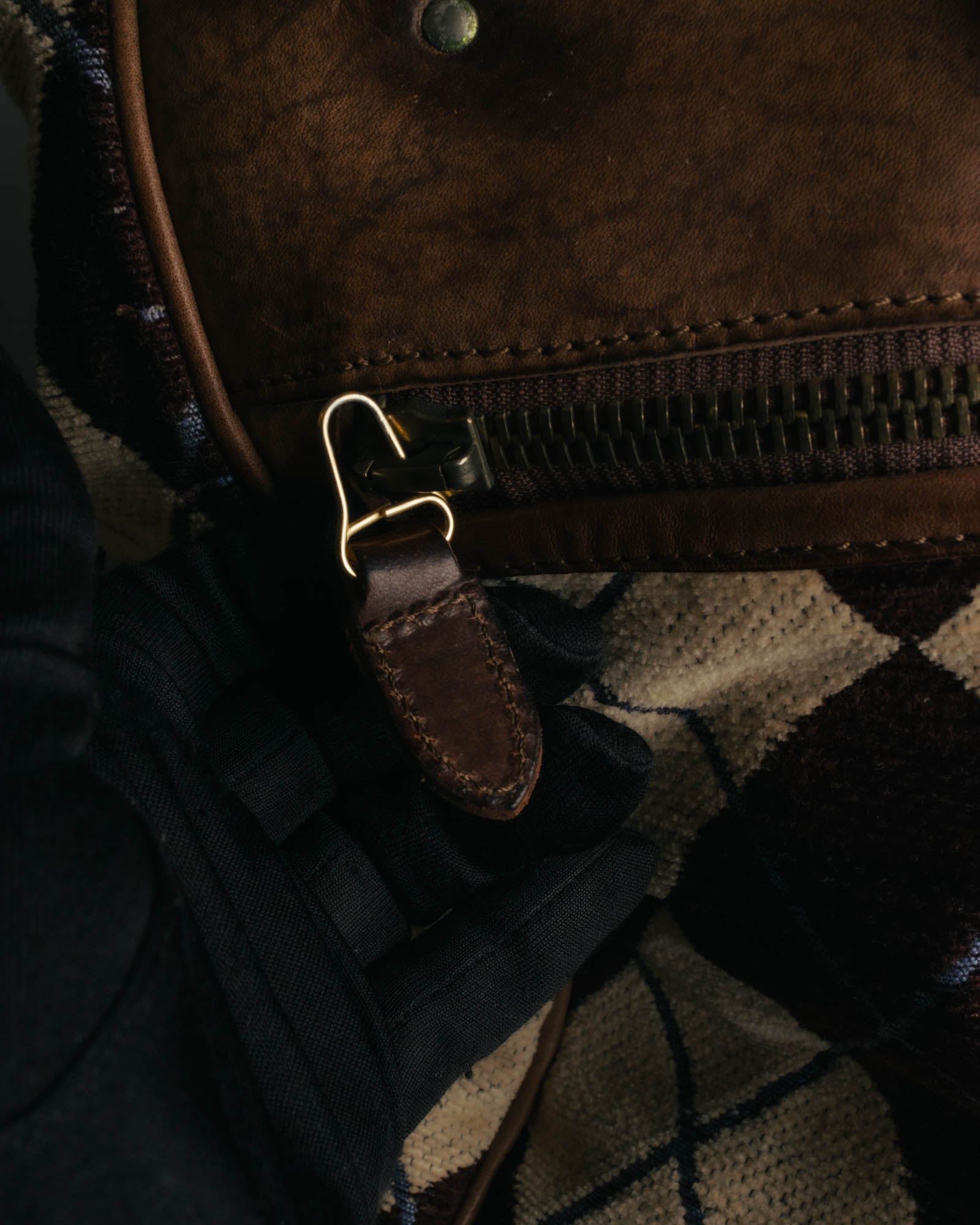 -SPECIAL- "Felisi" Argyle leather trim 2way boston bag