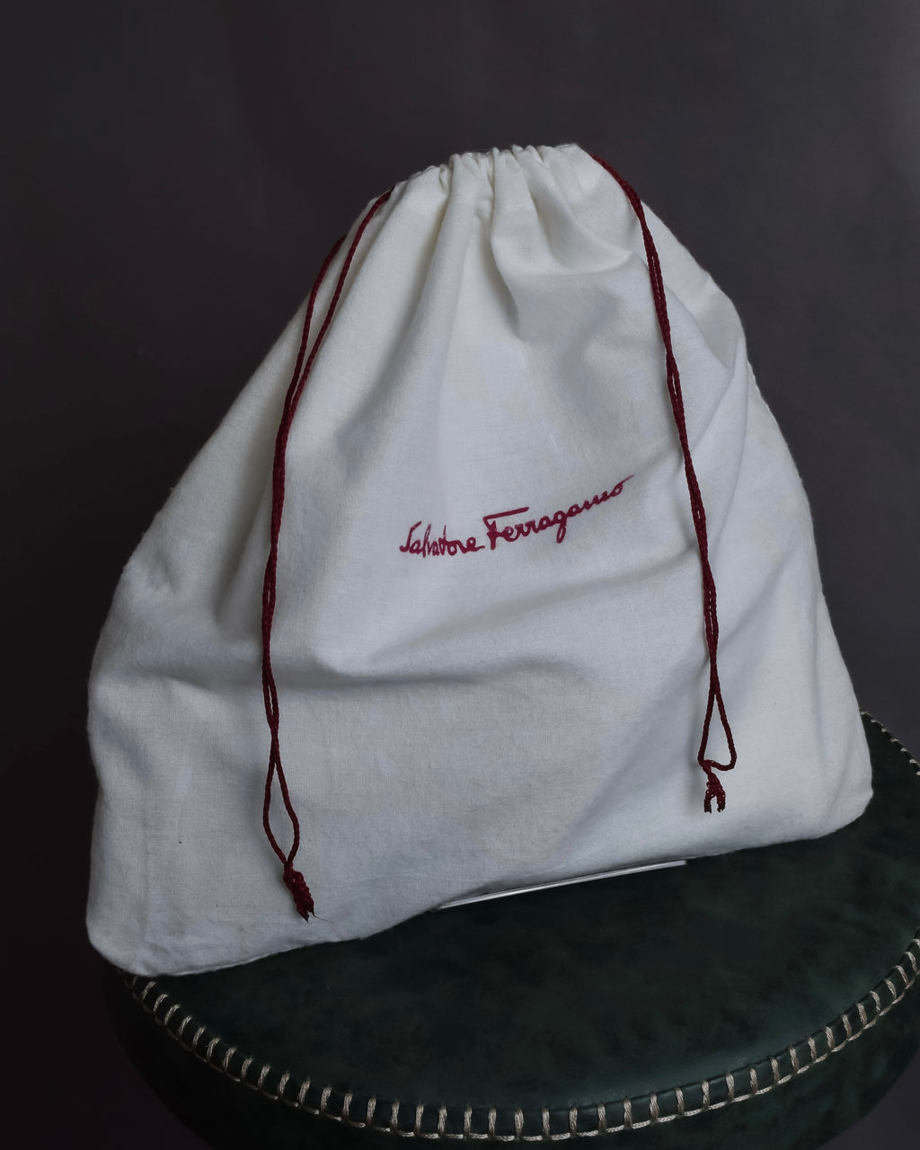 "Salvatore Ferragamo" Gancini motif structured white leather bag