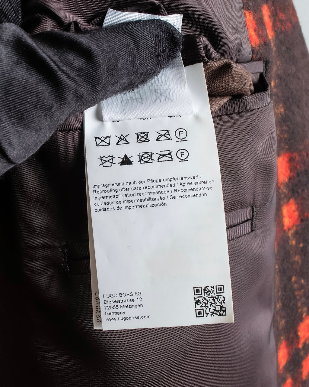 "HUGO BOSS" Plaid brushed wool tailored coat