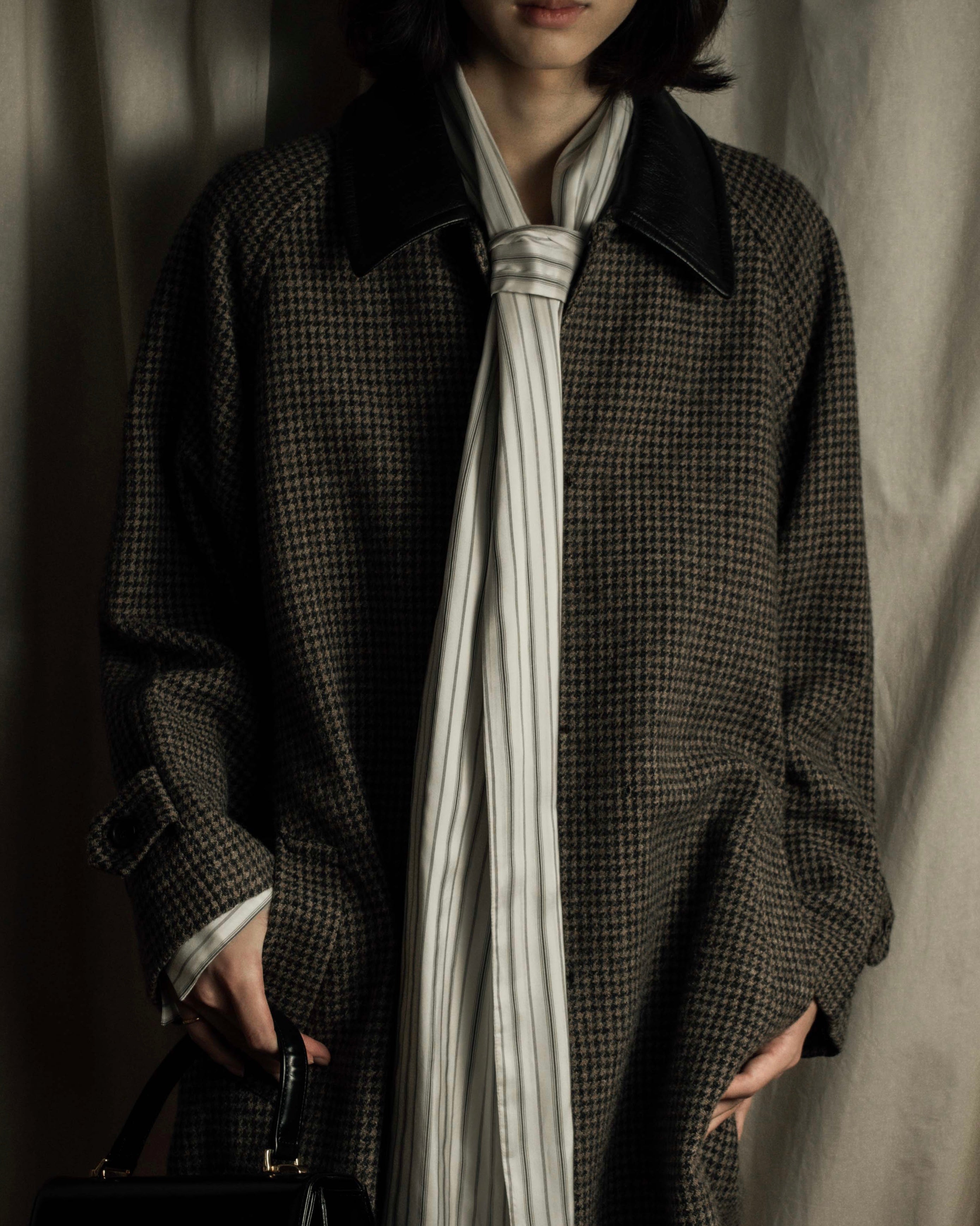 "MAISON MARGIELA" 16SS bowtie design striped long shirt