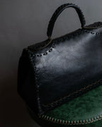 "FENDI" Hand stitched design leather hand bag