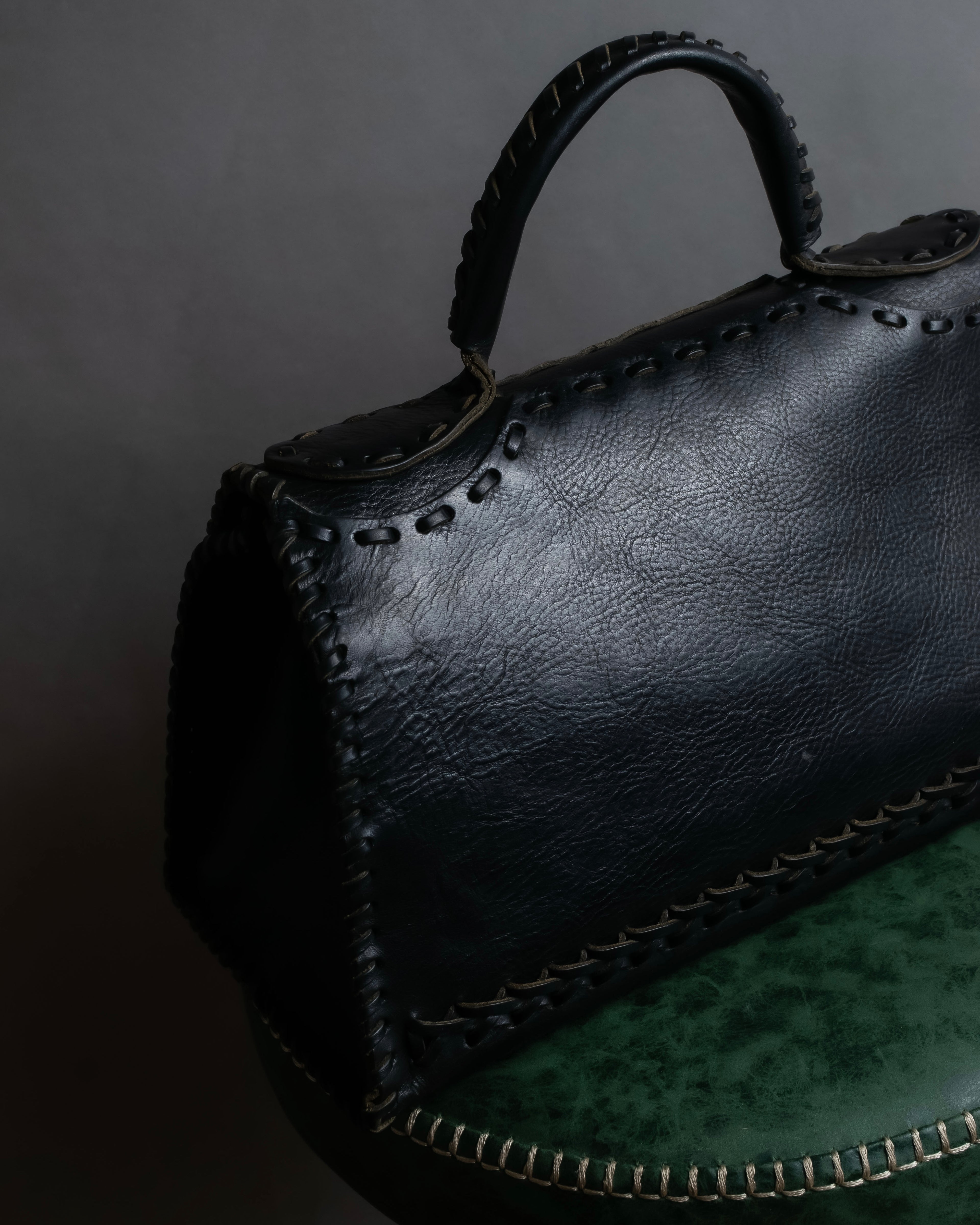 "FENDI" Hand stitched design leather hand bag