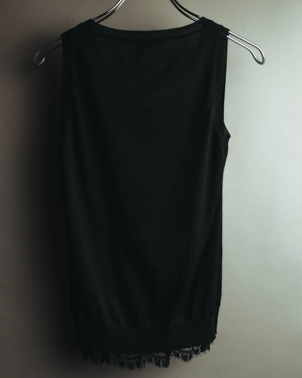 "GUCCI" 90's-10's Delicate lace-trim knit tank top