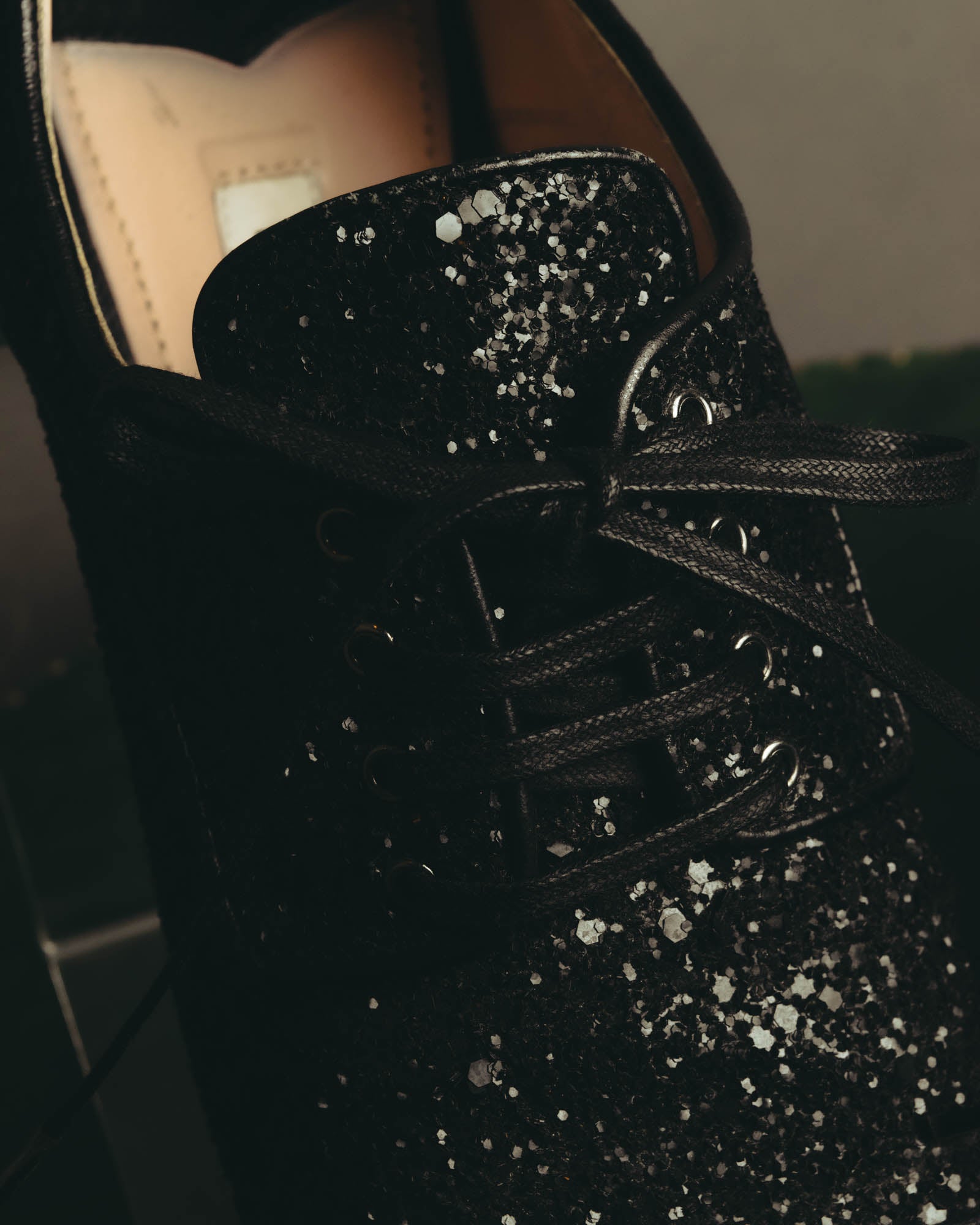 "Miu Miu" 2010's Embellished glitter lace-up oxford shoes