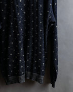 "Vintage abstract polka dot knit cardigan"