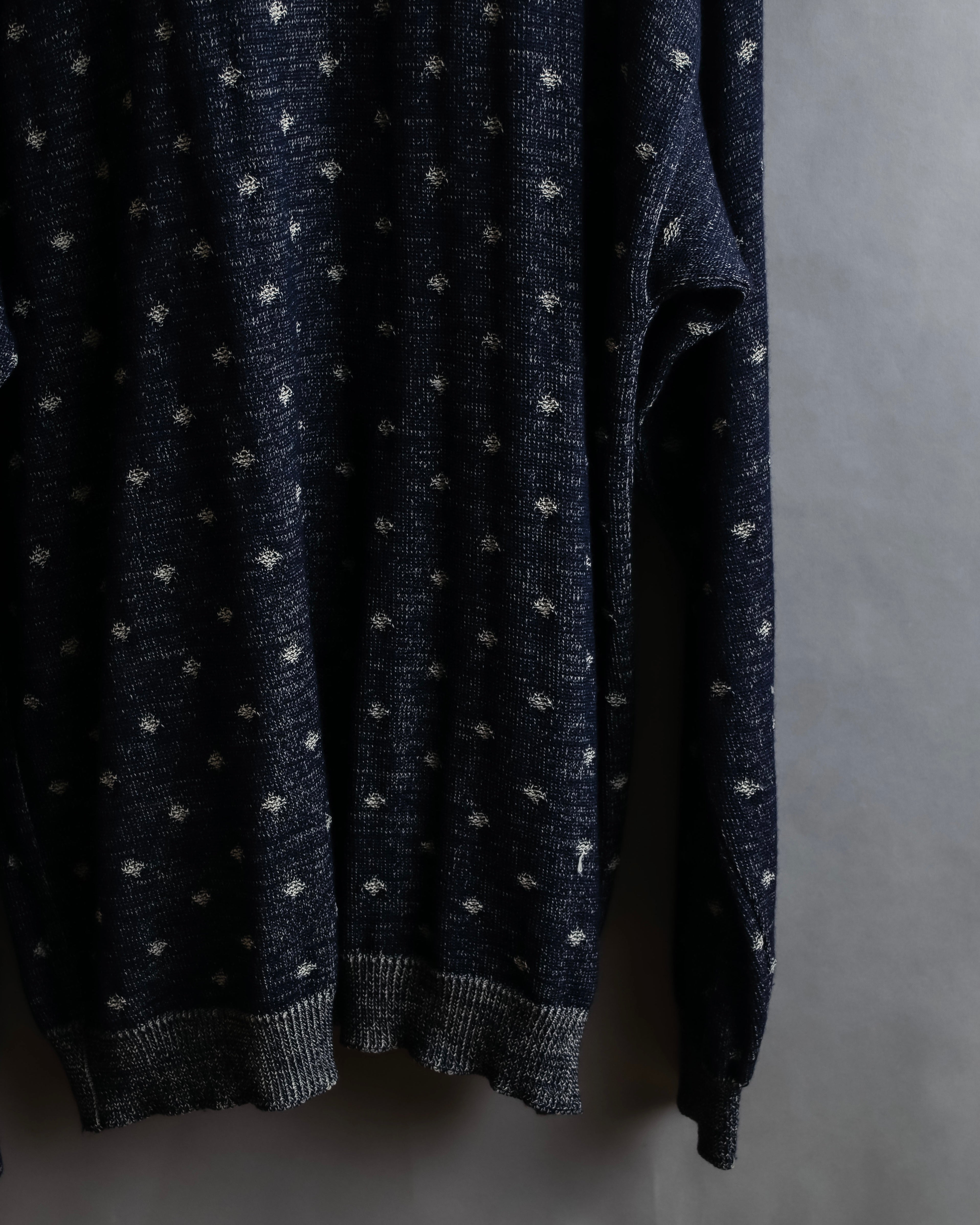"Vintage abstract polka dot knit cardigan"