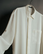 “UMBERTO GINOCCHIETTI“ 80’s-90’s pleated front ivory dress shirt