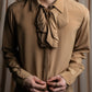 "AQUILAND RIMONDI" 100% silk bowtie design fly front shirt