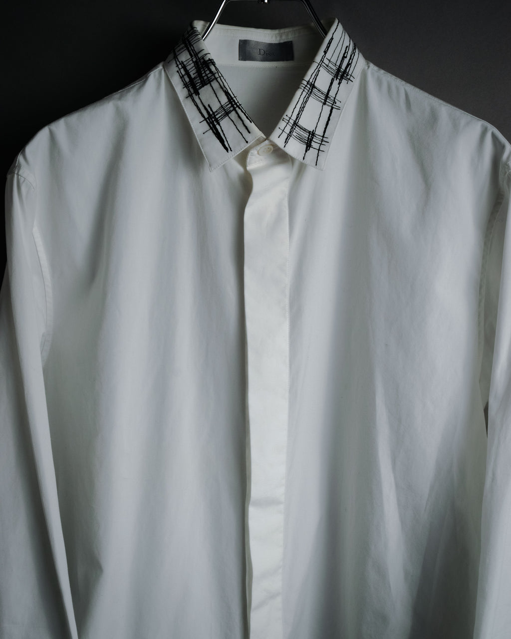 –SPECIAL– "Dior" 2024SS Embroidered grid-collar fly-front shirt
