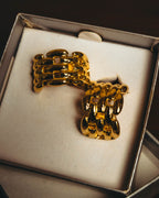 "Christian Dior" 80's-90's Gold chain clip-on earrings