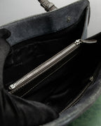 "LOEWE" Harness design logo engraved suede leather hand bag