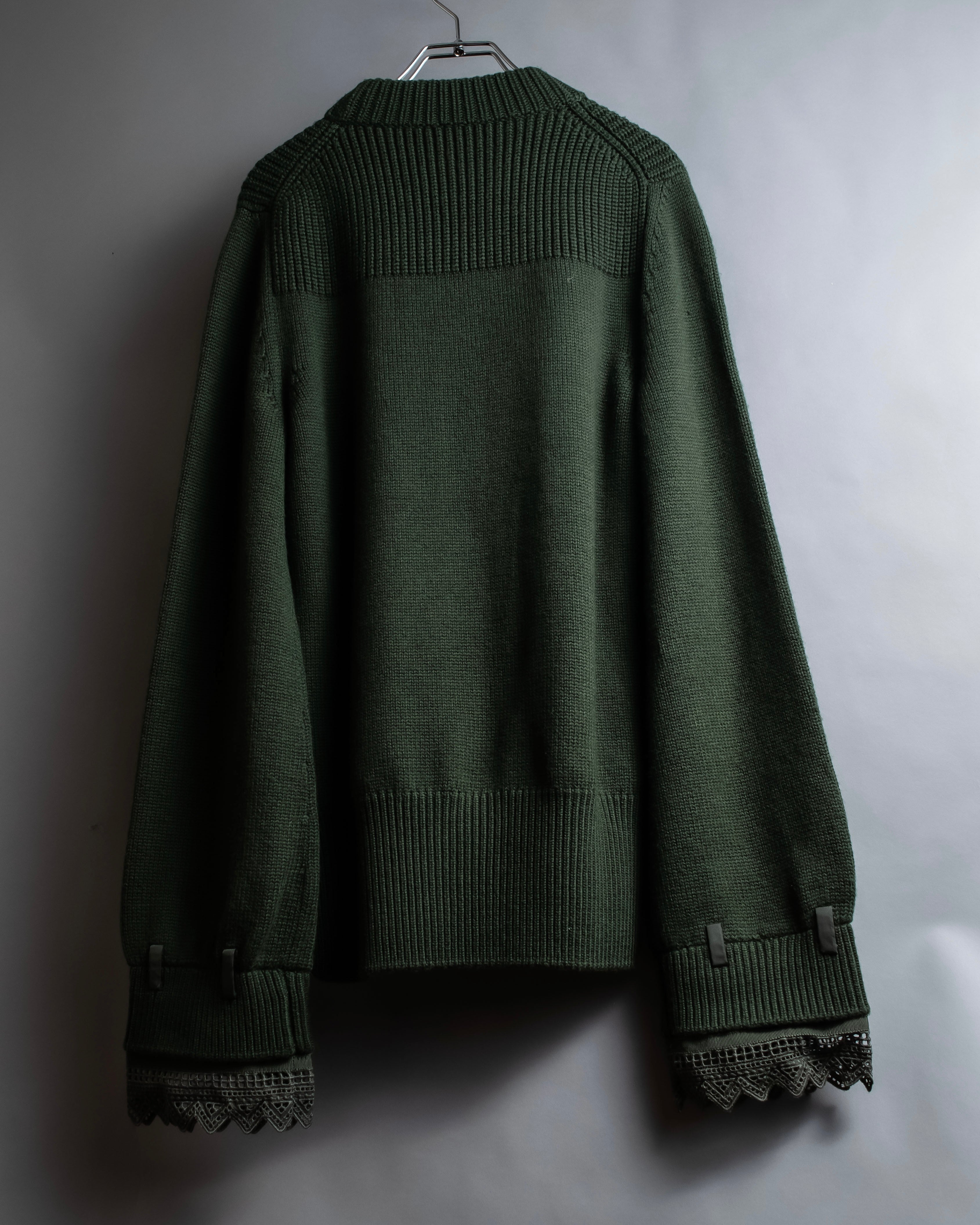 "MONCLER" Relaxed fit high neck lace change knit