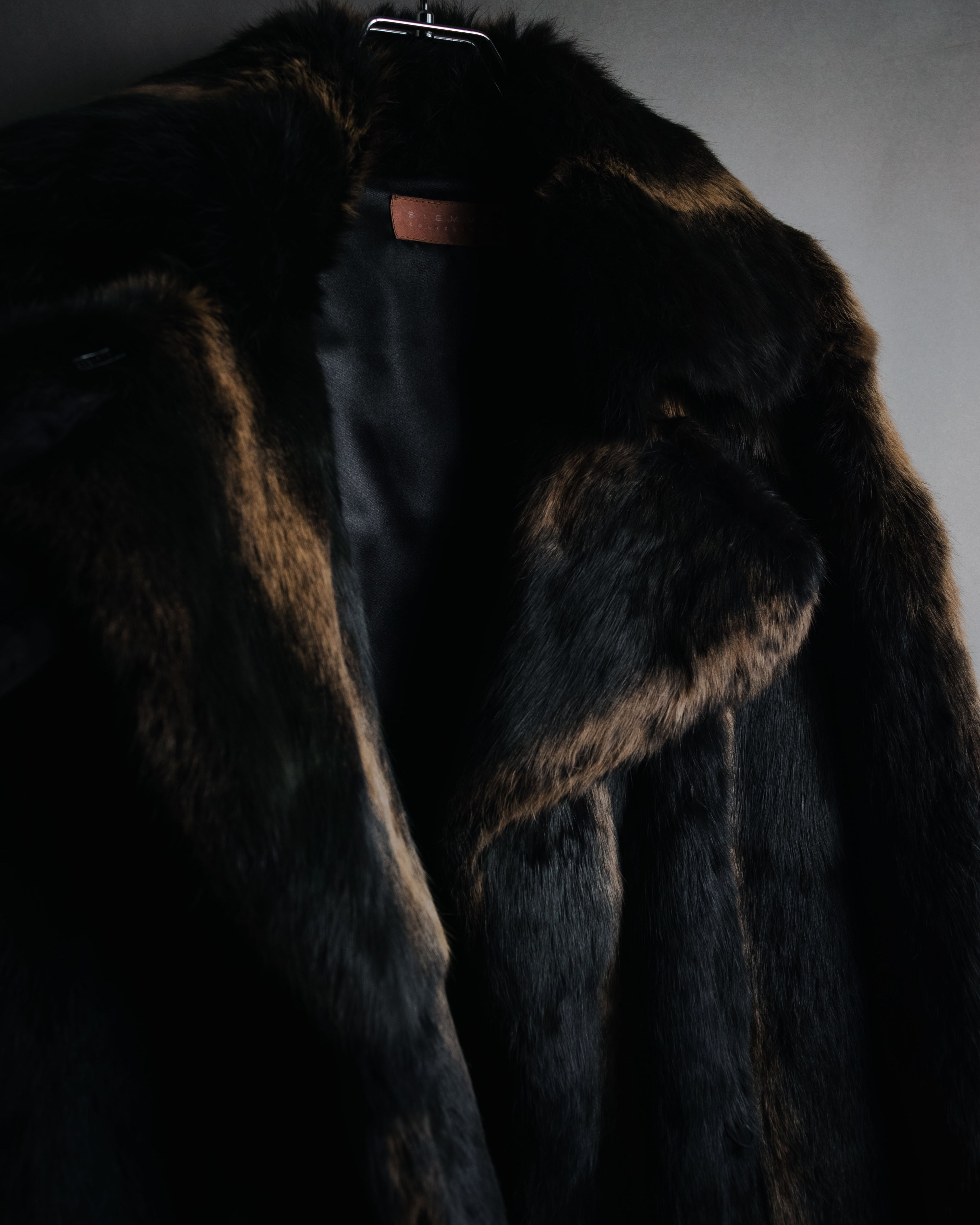 "BIEMME" 00’s striped rabbit fur belted coat