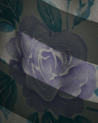 “Yves Saint Laurent” 80’s-90’s Sheer stripe floral silk scarf