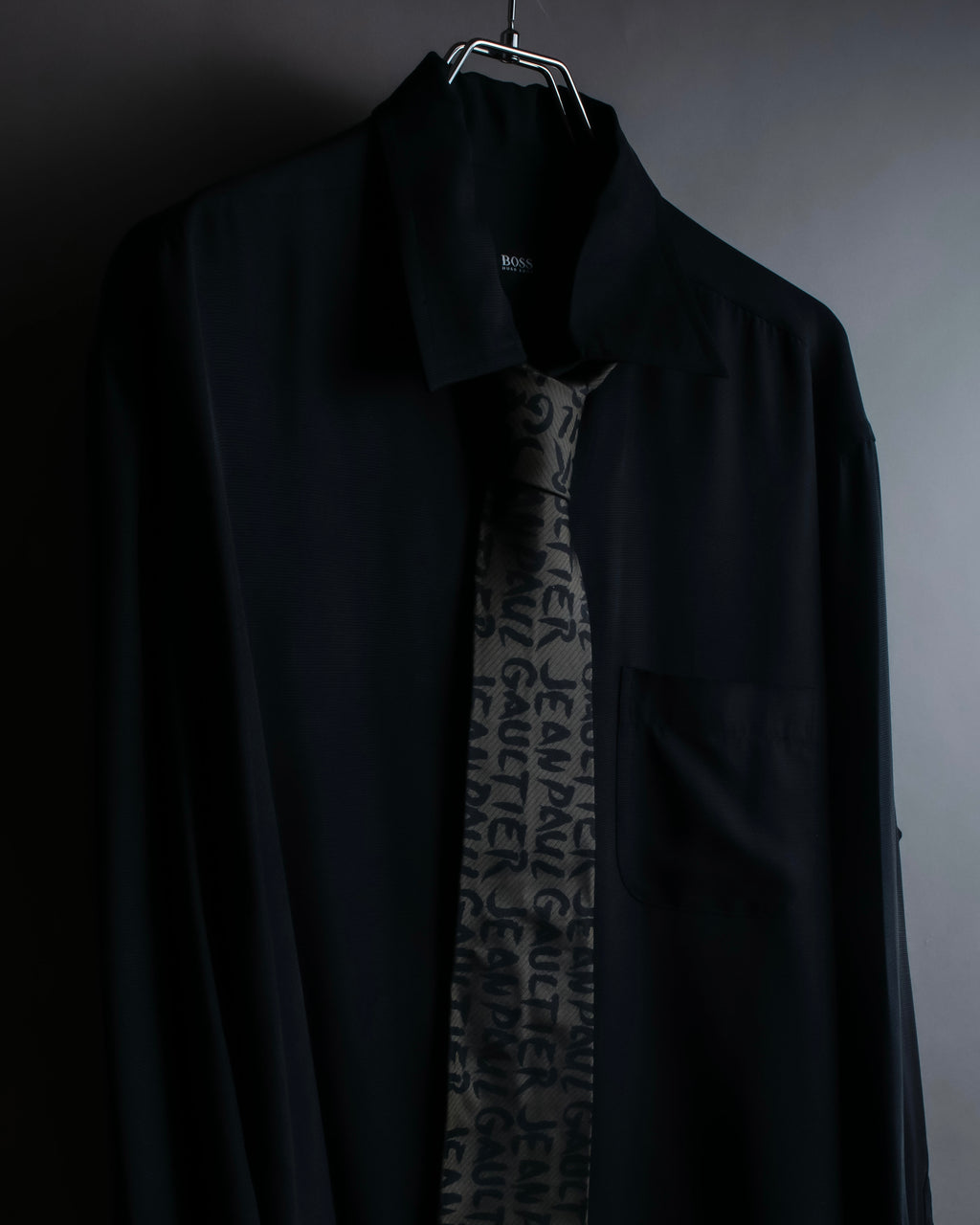 "JEAN PAUL GAULTIER" Typography logo pattern silk neck tie