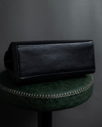 "CELINE" 80's-90's Square silhouette gold parts design leather hand bag