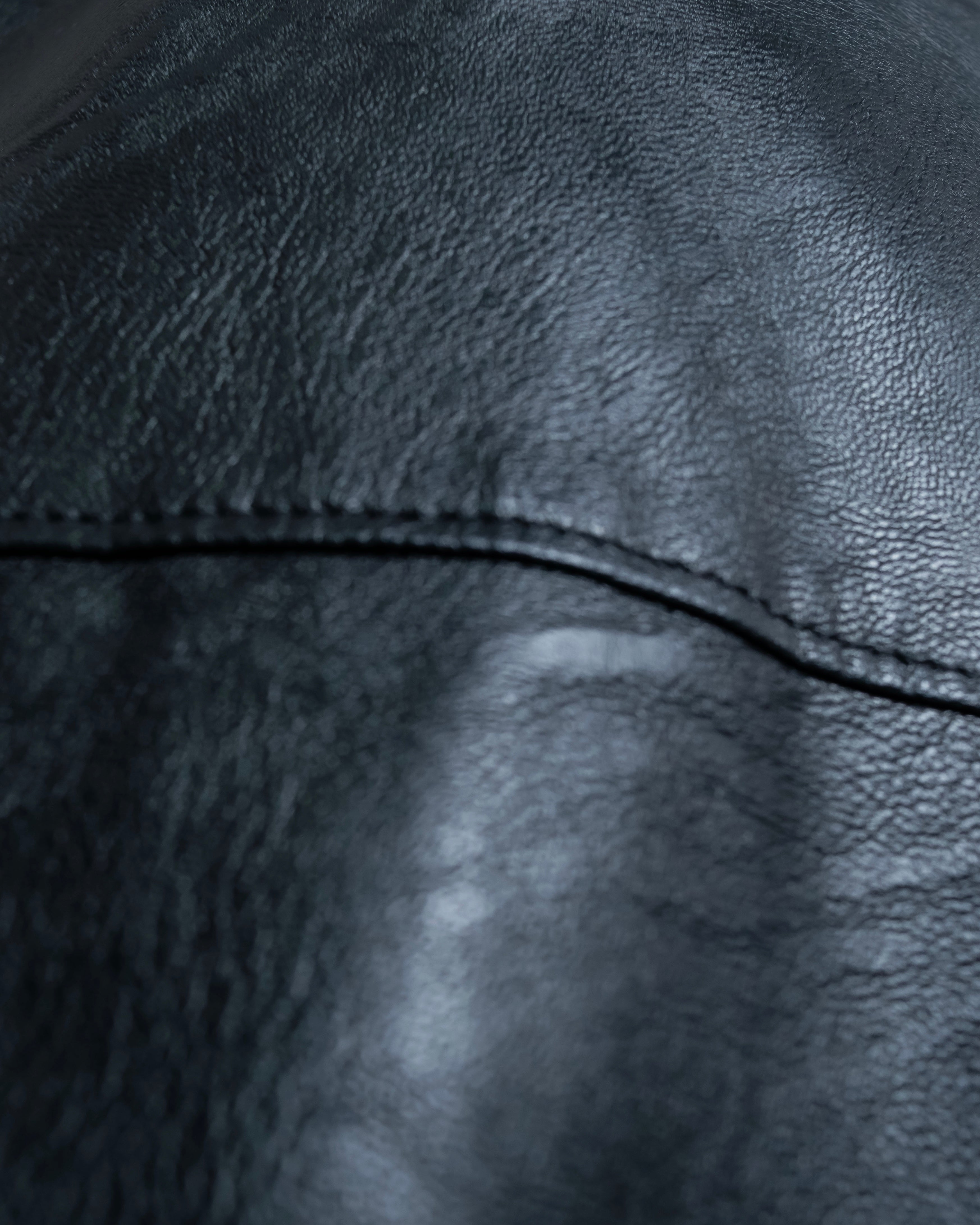 "MM6" Synthetic Leather Cut-Out Design Shorts