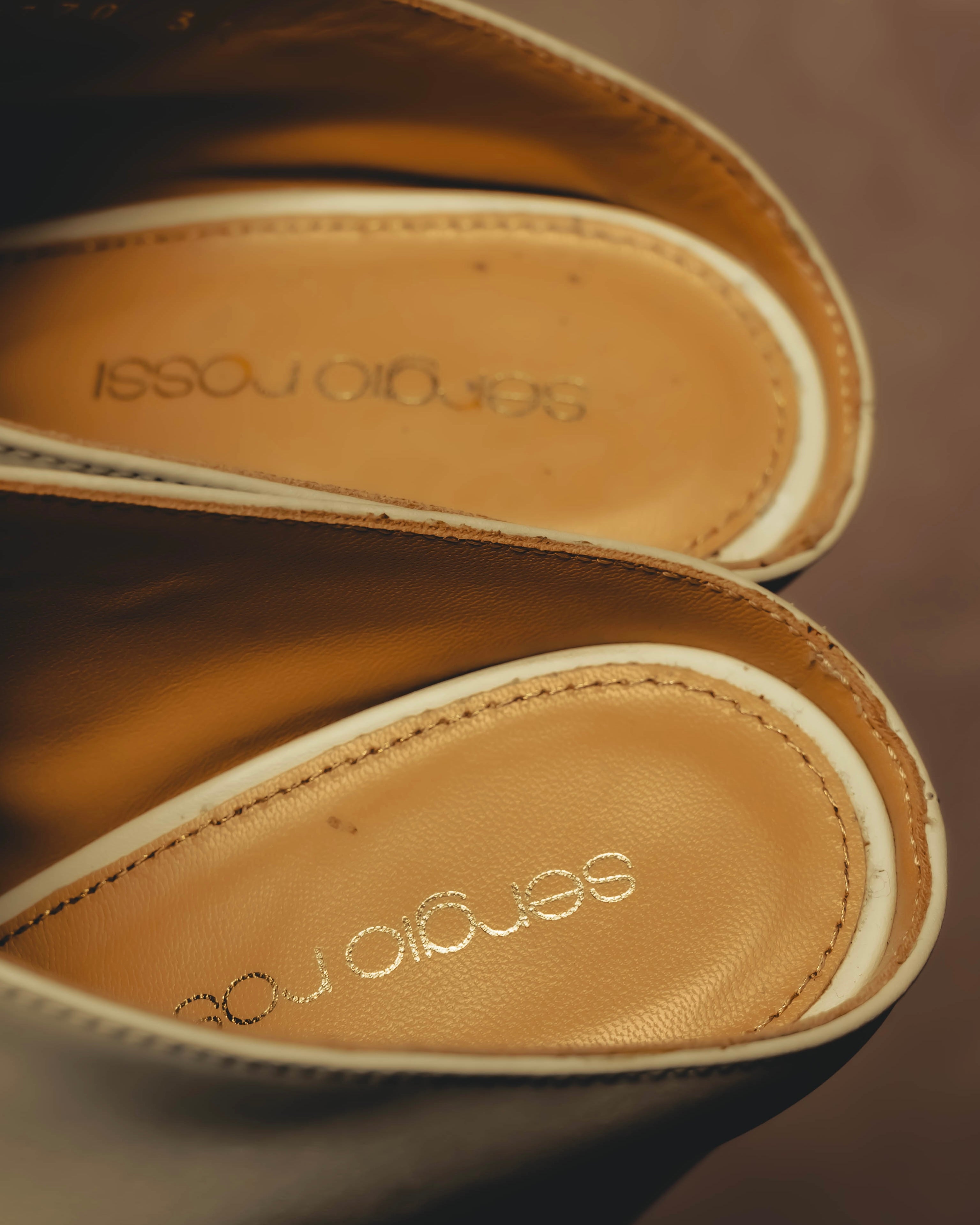 “Sergio Rossi” White open-toe heeled mules