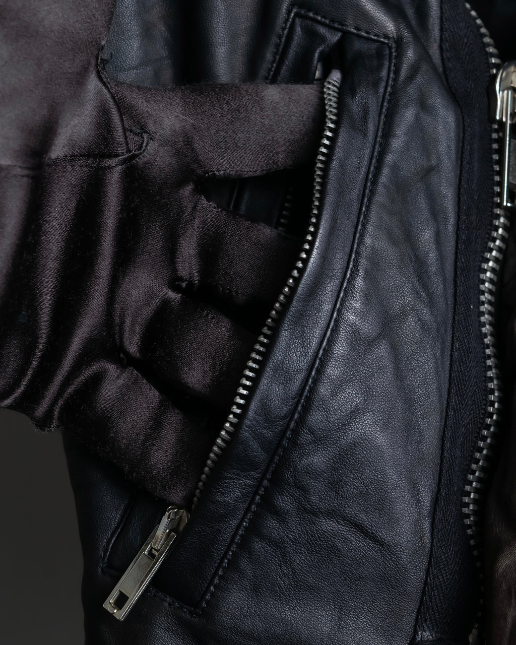 "Rick Owens" 100% lamb leather high neck sleeveless jacket