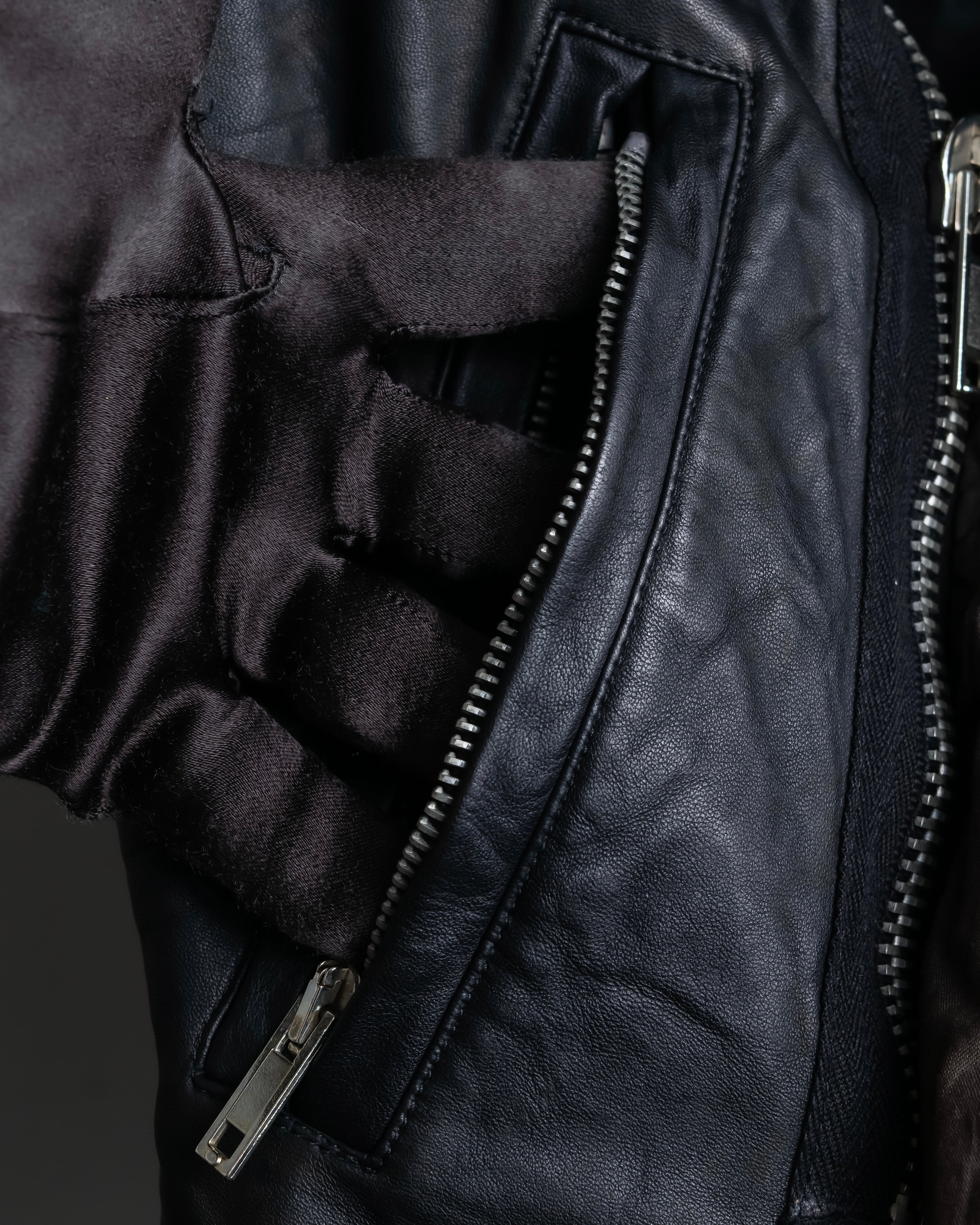 "Rick Owens" 100% lamb leather high neck sleeveless jacket