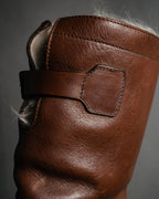 "GUCCI" 90’s-00’s shearling lined engineer boots