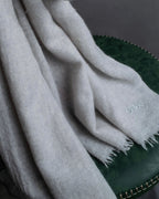 "Chloe" Fringe design light gray sheer material stole