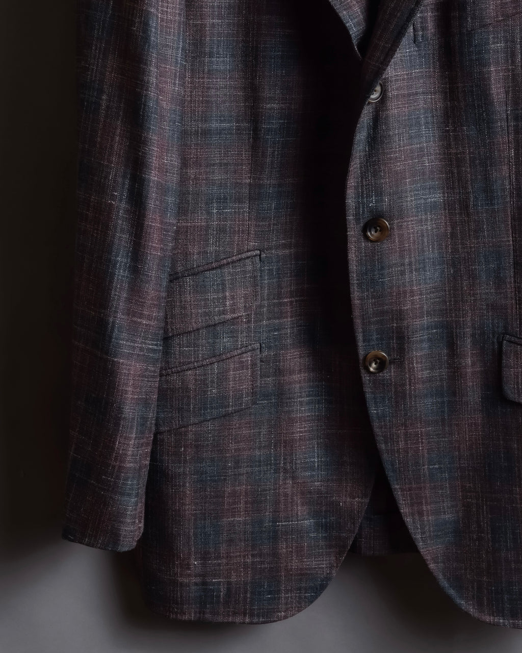 "Tex Teq" Gradient check pattern tailored jacket
