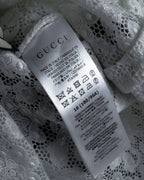 "GUCCI" Michele period floral lace design bow tie shirt