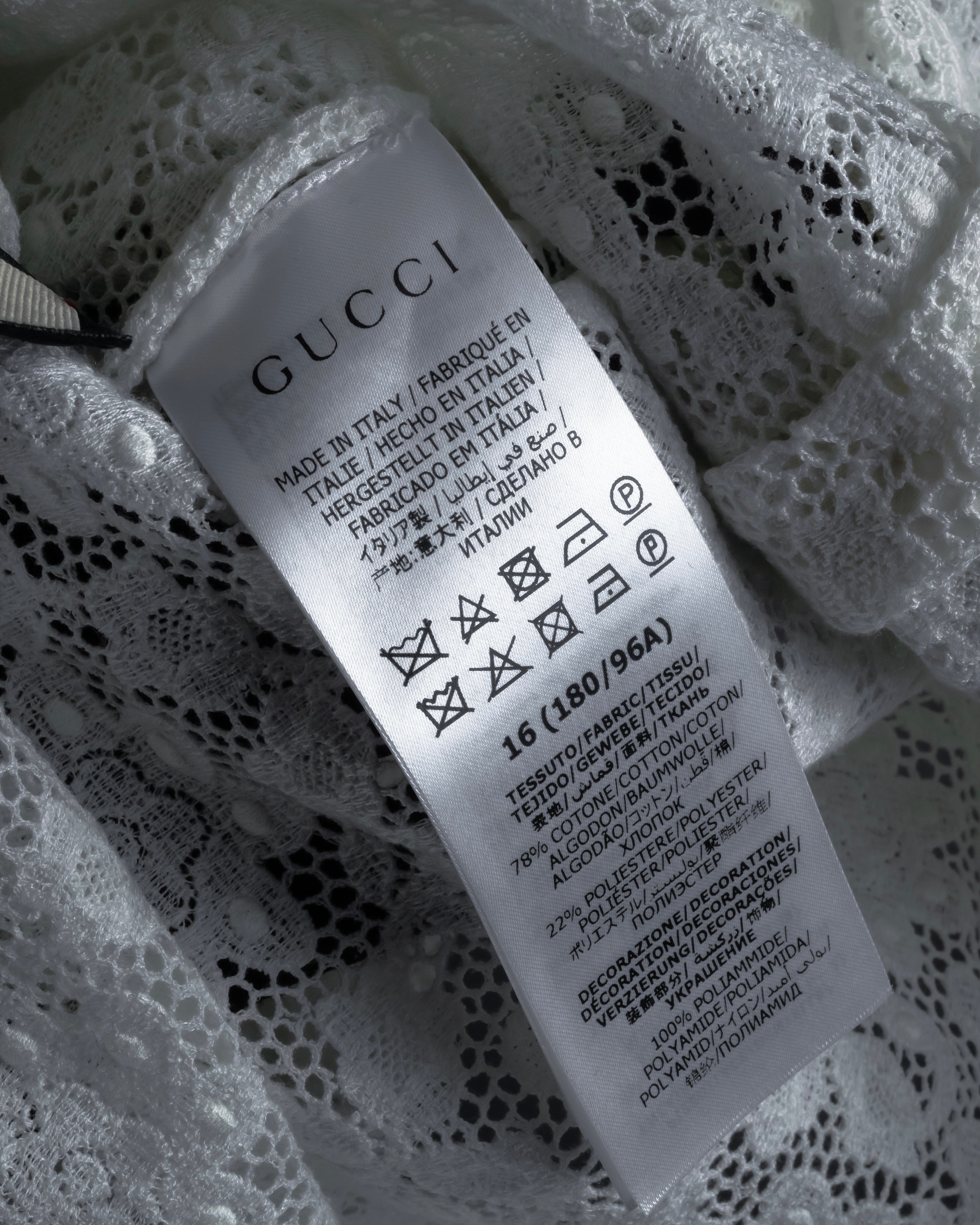 "GUCCI" Michele period floral lace design bow tie shirt