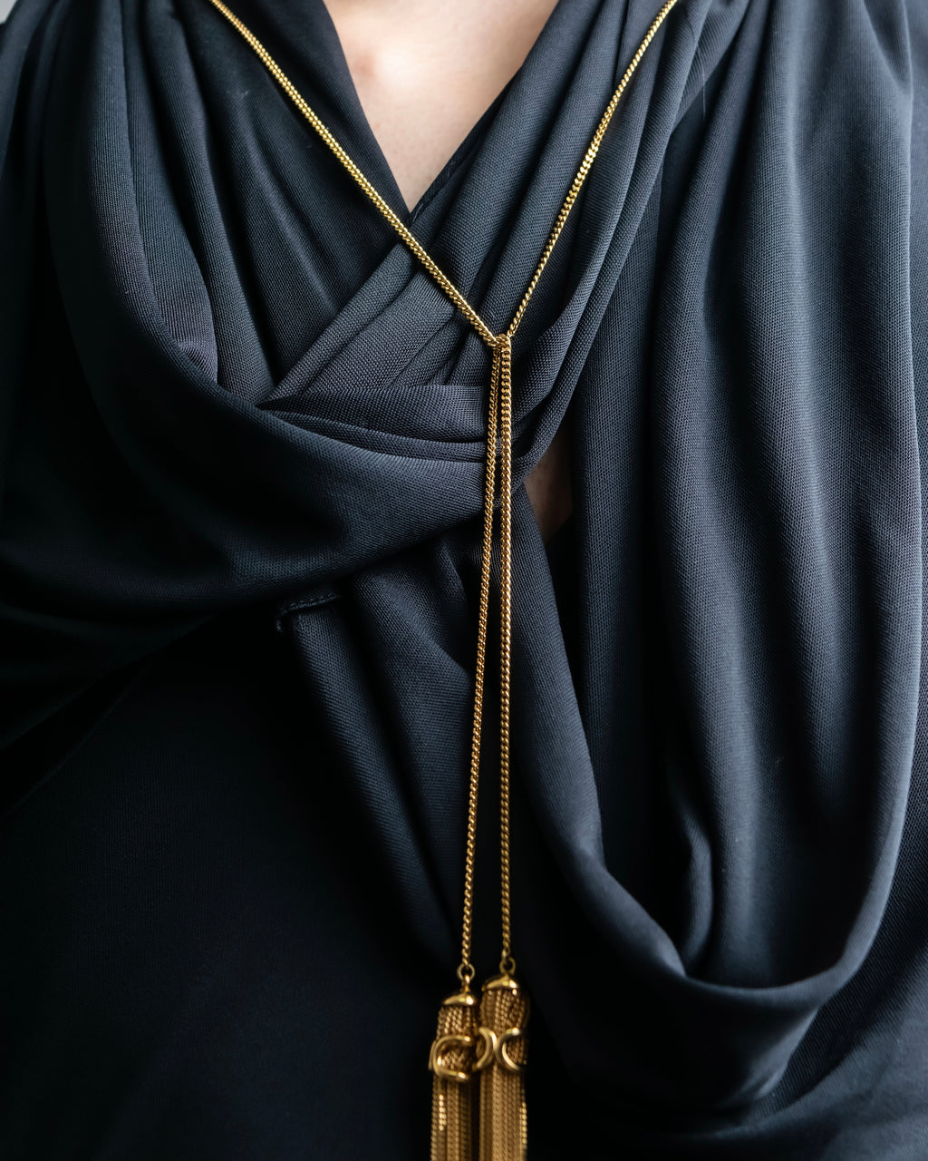 "CELINE" Fringe emblem design long necklace