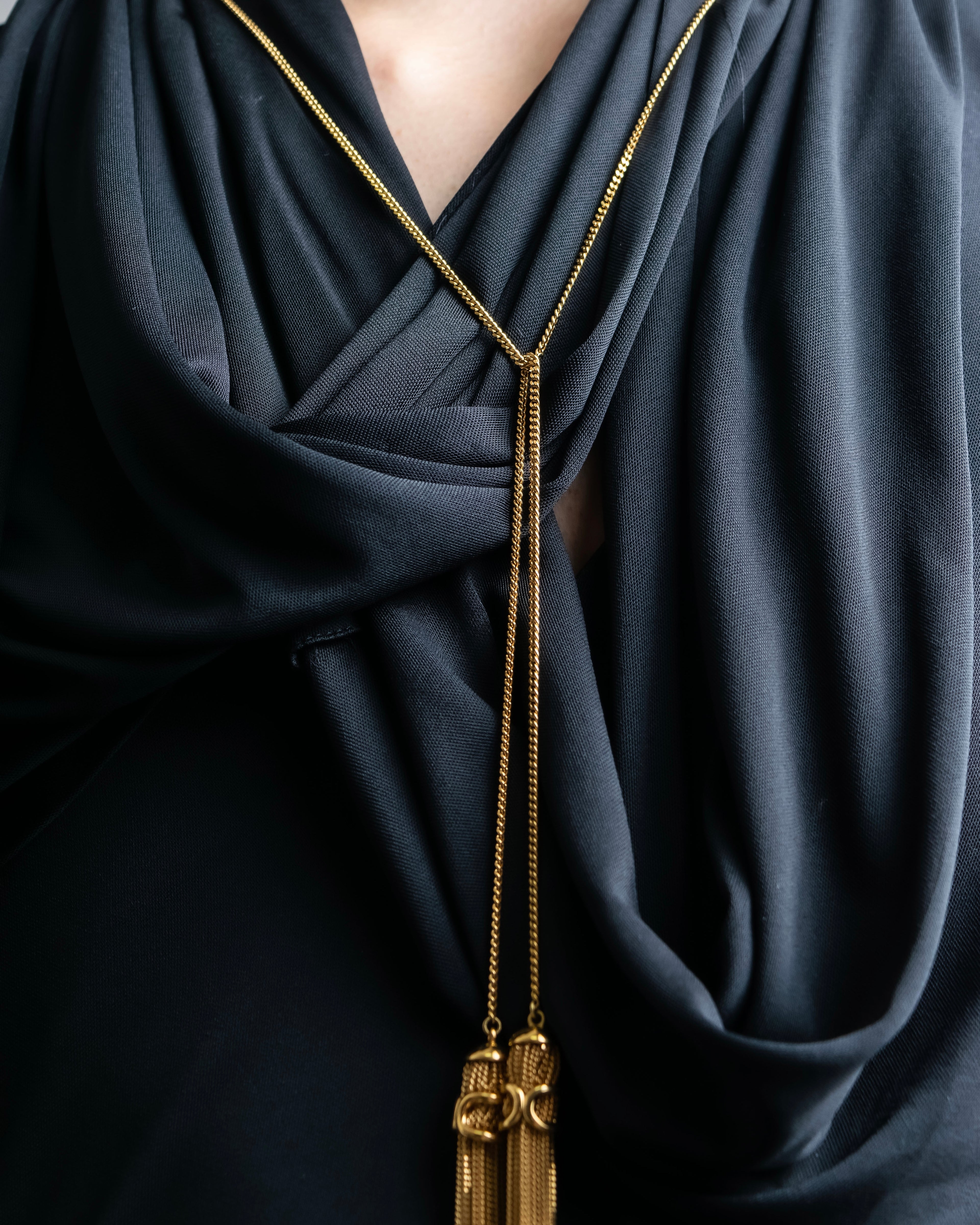 "CELINE" Fringe emblem design long necklace