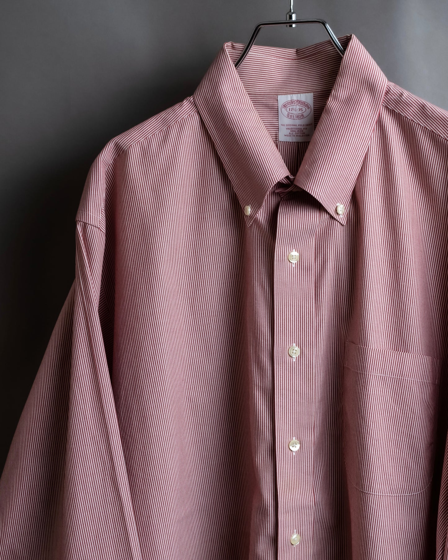 "BROOKS BROTHERS" Ultra thin stripe button down colour oversized shirt