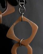 "MARNI" Faux fur collar＆mixed material docking accessory