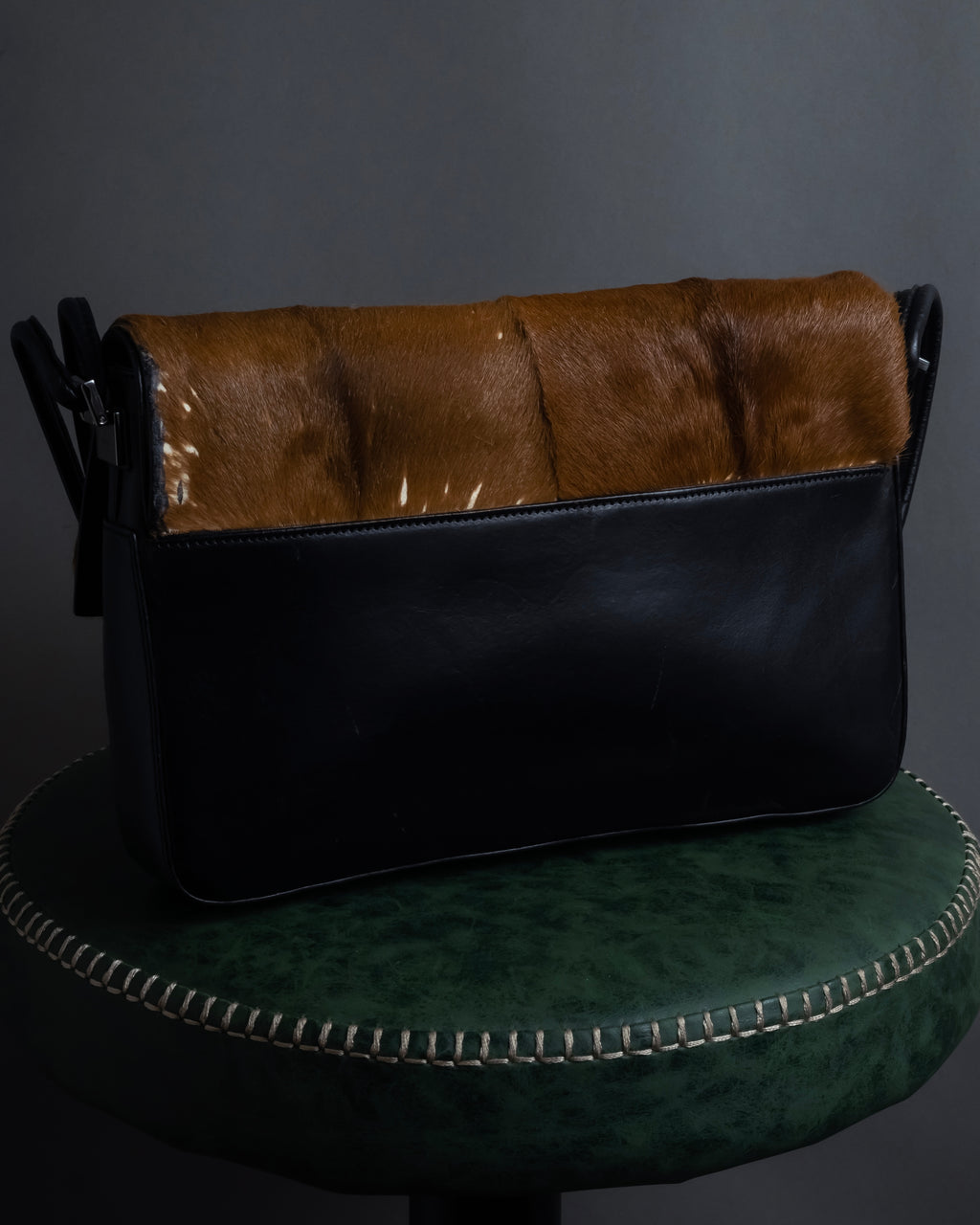 "GUCCI" Combination design hair calf leather bag