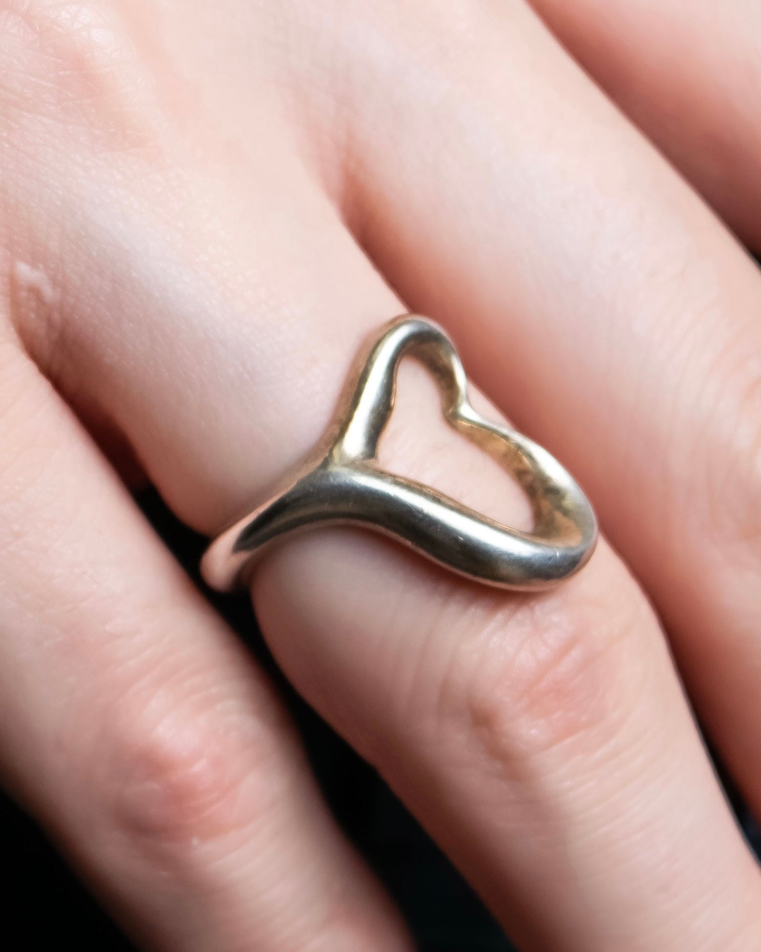 "Tiffany&Co" Elsa Peretti open heart design silver ring
