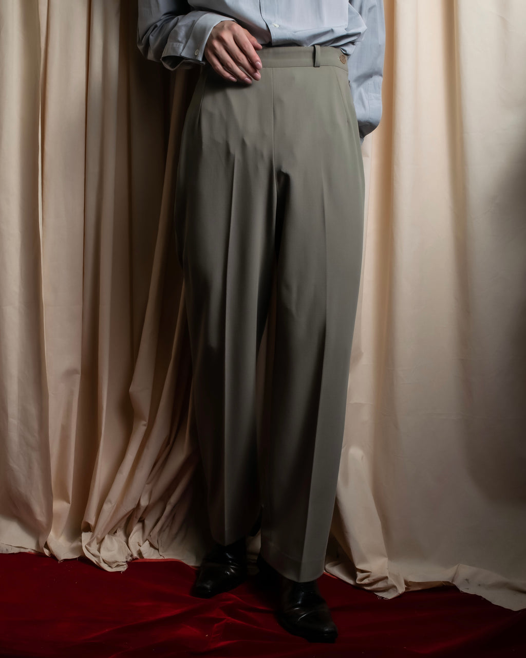 "HERMES" Margiela period silk wide straight slacks