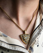 "YVES SAINT LAURENT" Triangle motif glass stone necklace
