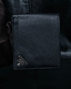 “Prada” Saffiano leather triangle logo wallet