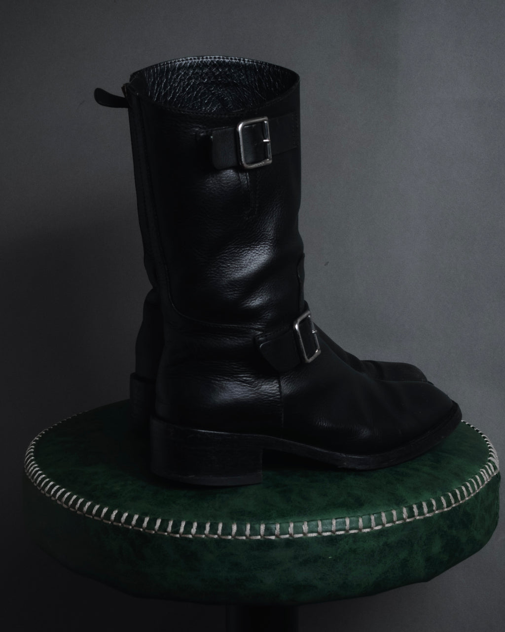 "CHANEL" 2006-12 Double-buckle leather engineer boots
