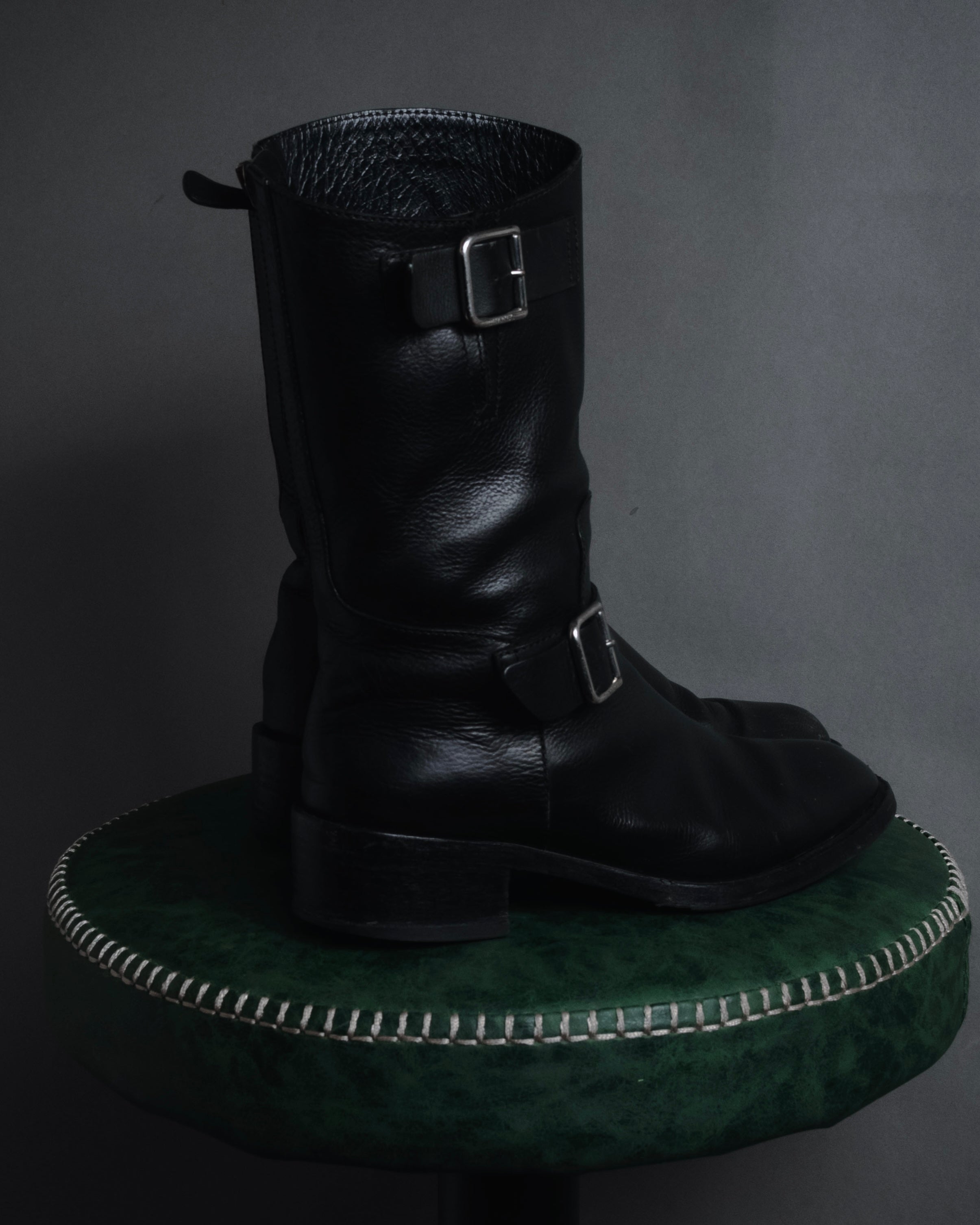 "CHANEL" 2006-12 Double-buckle leather engineer boots