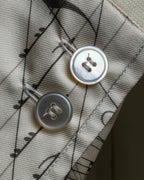 "HERMES" 90's Musical score motif front pleated shirt