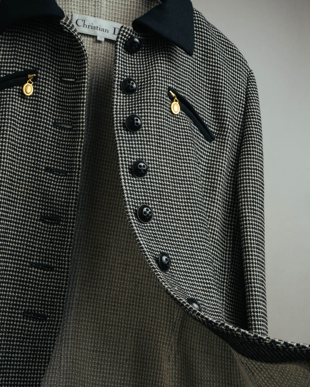 "Christian Dior" 80's-90's Wool-blend houndstooth jacket
