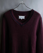 "MAISON MARGIELA"
20AW burgundy color V-neck knit